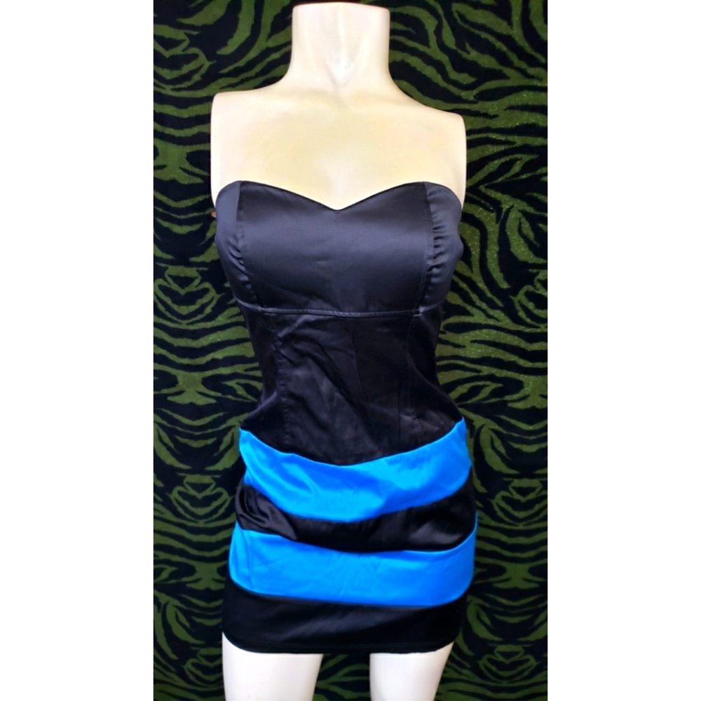 Black and blue striped mini dress